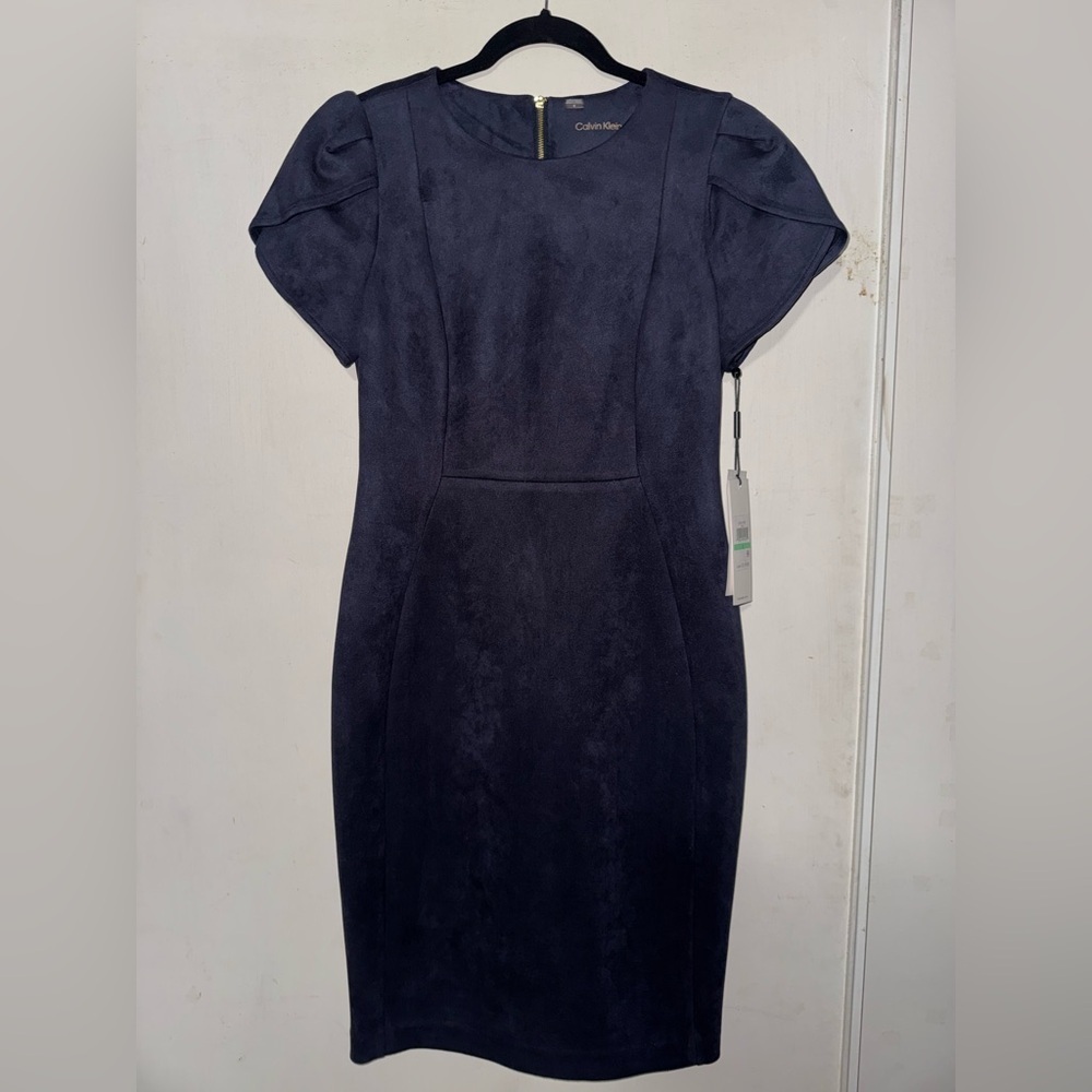 Calvin Klein Navy Short-Sleeve Midi  Dress